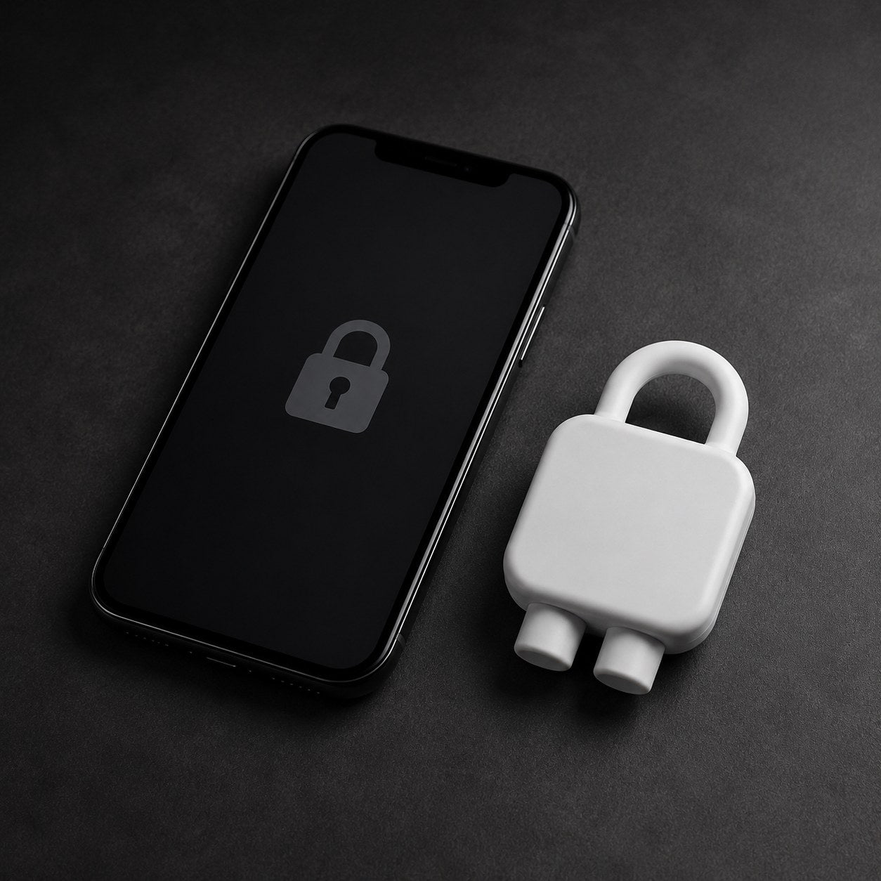 Adzenclick next to a locked phone on dark slate
